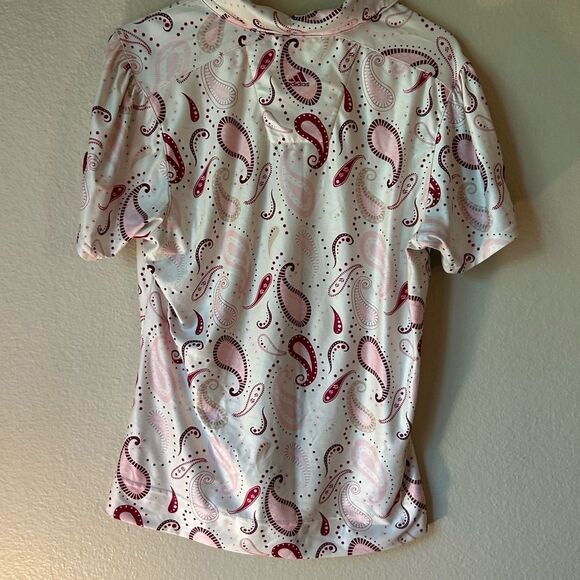 EUC Adidas Womens Climacool Vintage Paisley Golf Shirt - Size Medium - Picture 2 of 9